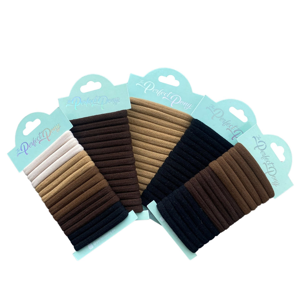 Damage Free Soft Hair Elastics - 15 Pack Neutral Colours - Perfect Pony Hair