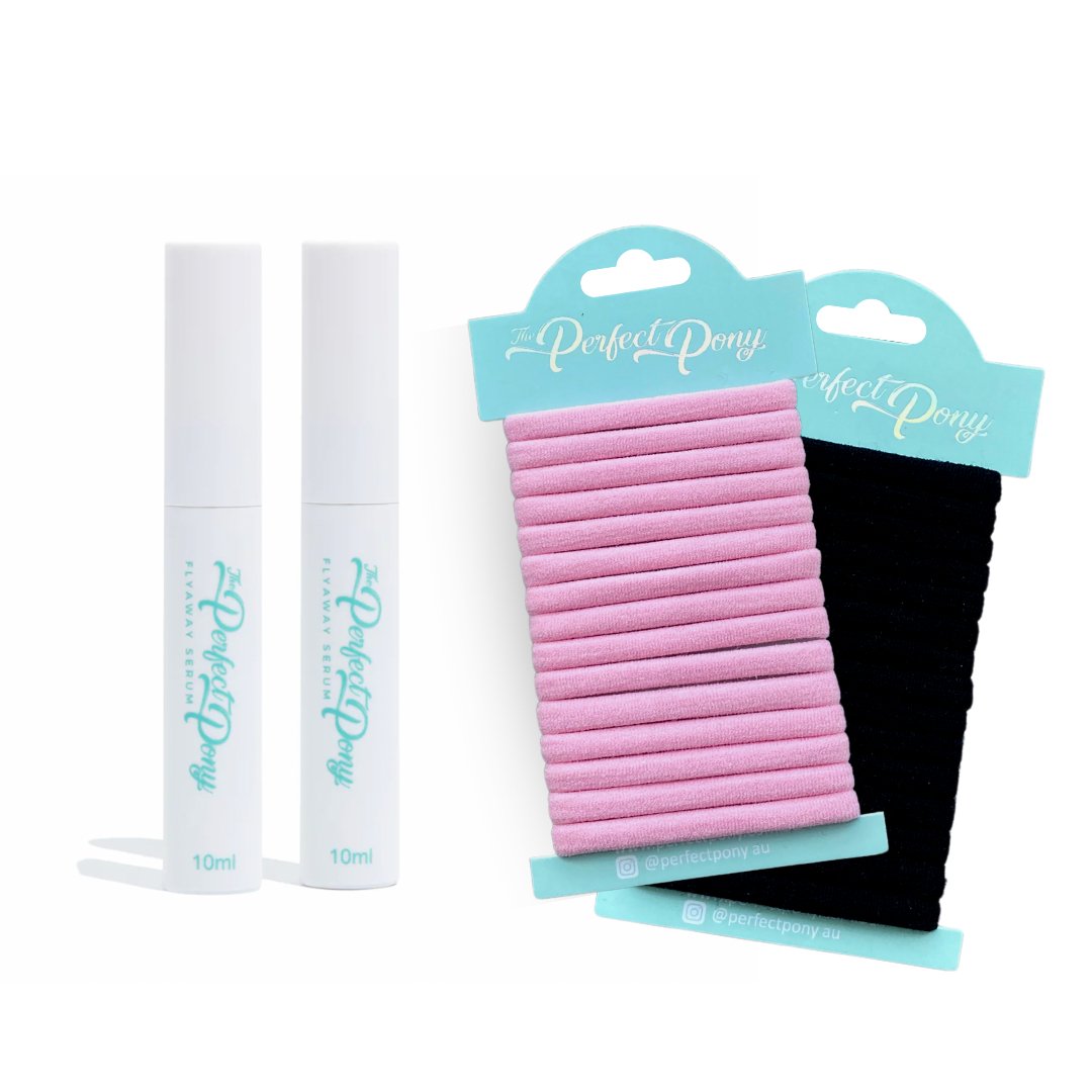 2 x Perfect Pony Flyaway Serum + 2 x Hair Tie Bundle - Perfect Pony Hair